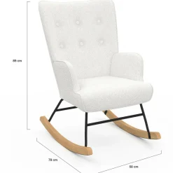 IDMarket Fauteuil scandinave en tissu à bascule bouclette beige* Collection Scandinave|Fauteuils