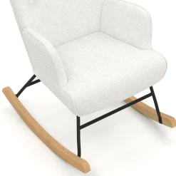 IDMarket Fauteuil scandinave en tissu à bascule bouclette beige* Collection Scandinave|Fauteuils