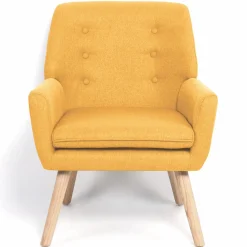 IDMarket Fauteuil scandinave en tissu jaune moutarde* Collection Scandinave|Salon Complet