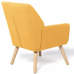 IDMarket Fauteuil scandinave en tissu jaune moutarde* Collection Scandinave|Salon Complet