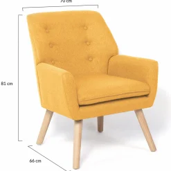 IDMarket Fauteuil scandinave en tissu jaune moutarde* Collection Scandinave|Salon Complet