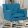 IDMarket Fauteuil scandinave en tissu bleu canard* Collection Agencement Magasin|Collection Scandinave
