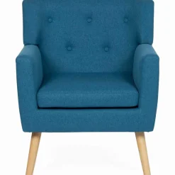 IDMarket Fauteuil scandinave en tissu bleu canard* Collection Agencement Magasin|Collection Scandinave