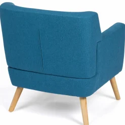 IDMarket Fauteuil scandinave en tissu bleu canard* Collection Agencement Magasin|Collection Scandinave