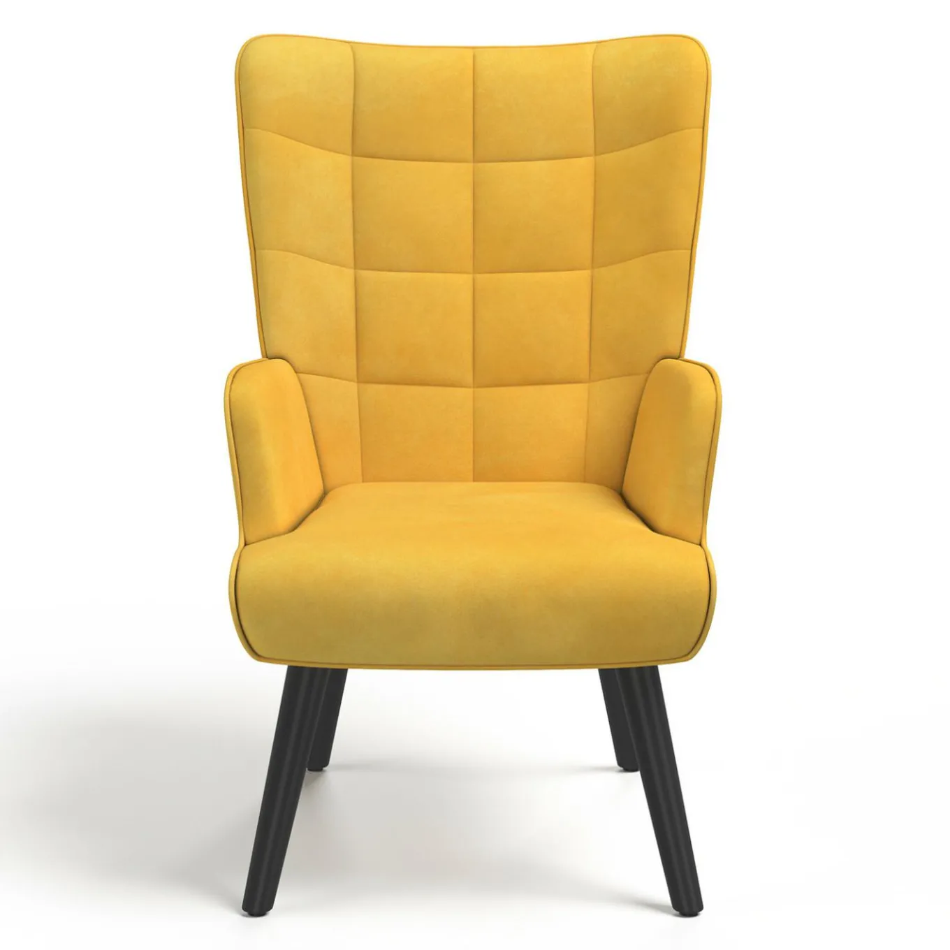 IDMarket Fauteuil scandinave en velours jaune moutarde* Collection Vintage|Collection Scandinave