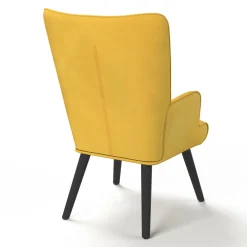 IDMarket Fauteuil scandinave en velours jaune moutarde* Collection Vintage|Collection Scandinave