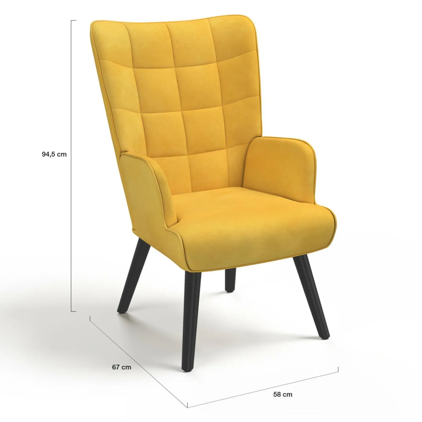 IDMarket Fauteuil scandinave en velours jaune moutarde* Collection Vintage|Collection Scandinave