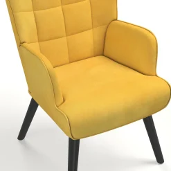 IDMarket Fauteuil scandinave en velours jaune moutarde* Collection Vintage|Collection Scandinave