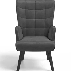 IDMarket Fauteuil scandinave en velours gris* Collection Vintage|Collection Moderne
