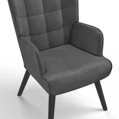 IDMarket Fauteuil scandinave en velours gris* Collection Vintage|Collection Moderne