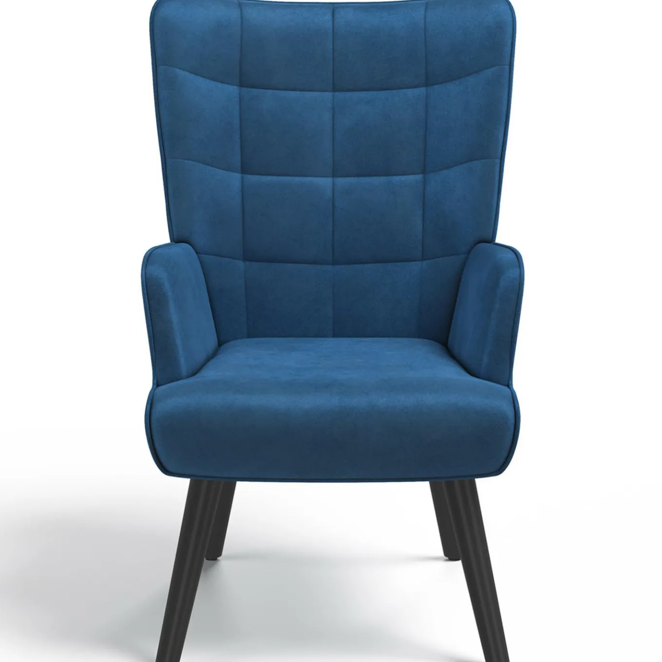 IDMarket Fauteuil scandinave en velours bleu avec repose-pieds* Collection Vintage|Collection Scandinave