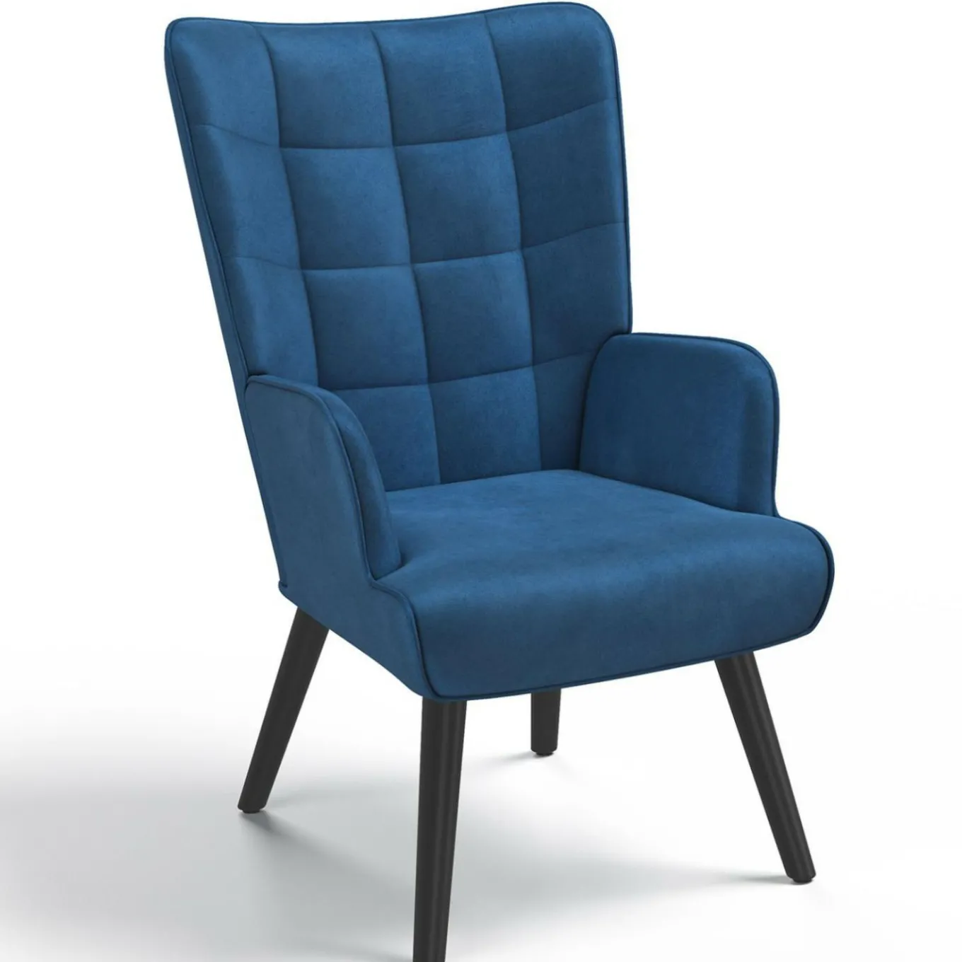 IDMarket Fauteuil scandinave en velours bleu* Collection Vintage|Collection Scandinave