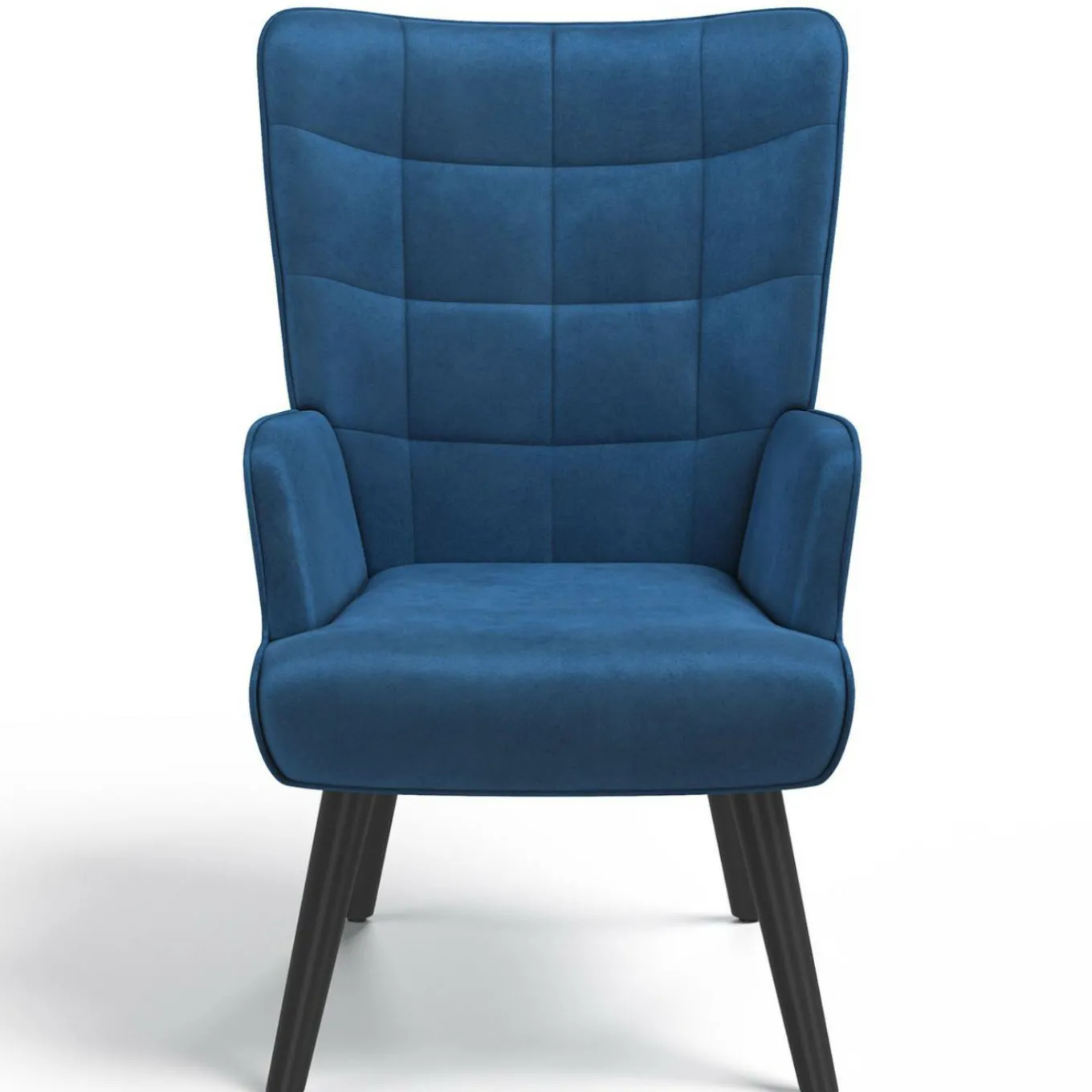 IDMarket Fauteuil scandinave en velours bleu* Collection Vintage|Collection Scandinave