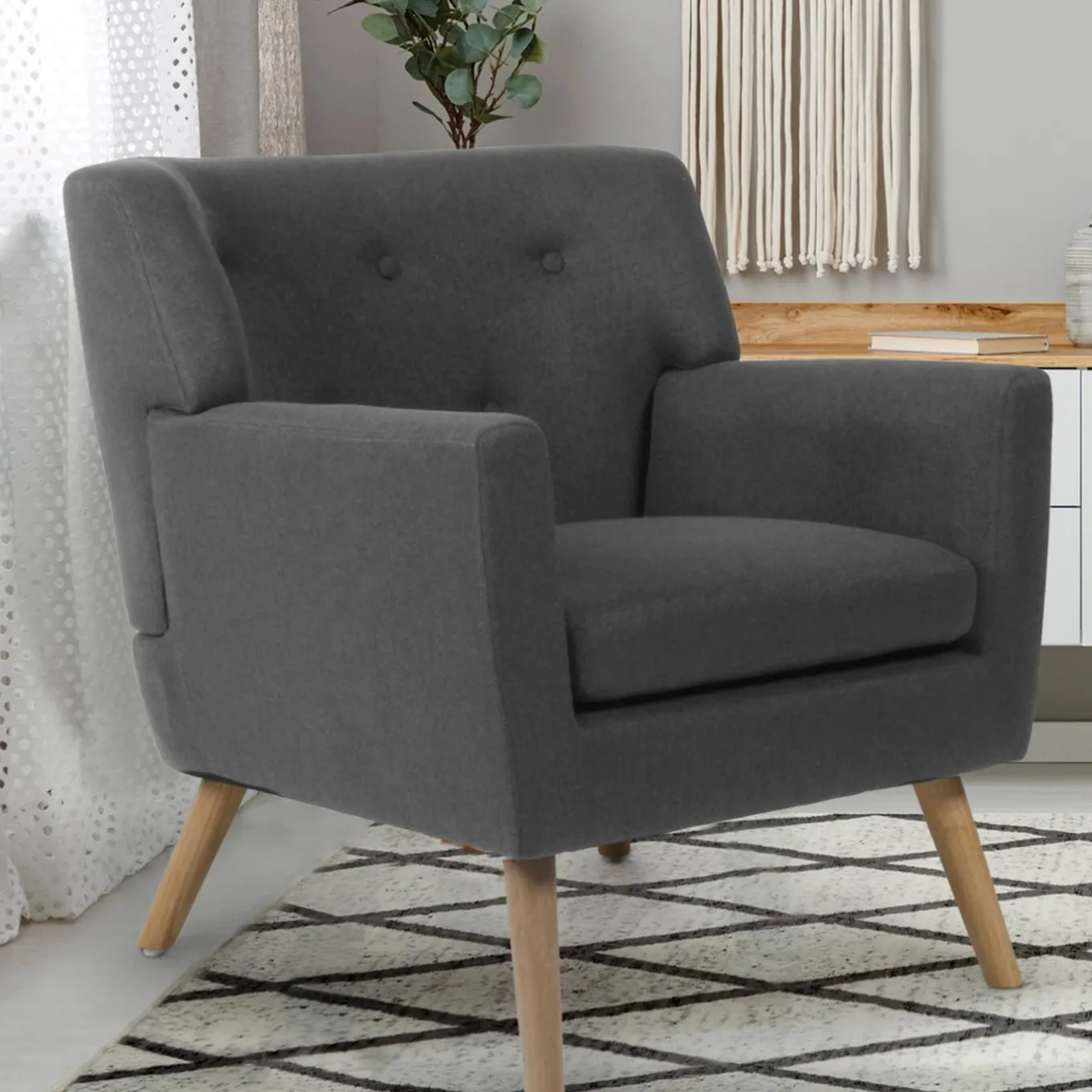 IDMarket Fauteuil scandinave gris anthracite* Collection Agencement Magasin|Collection Scandinave
