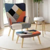 IDMarket Fauteuil scandinave multicolore imprimé pied de poule avec repose pieds* Collection Scandinave|Salon Complet