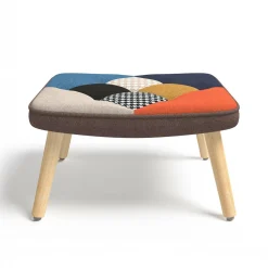 IDMarket Fauteuil scandinave multicolore imprimé pied de poule avec repose pieds* Collection Scandinave|Salon Complet