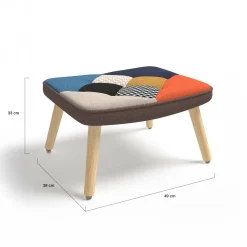 IDMarket Fauteuil scandinave multicolore imprimé pied de poule avec repose pieds* Collection Scandinave|Salon Complet