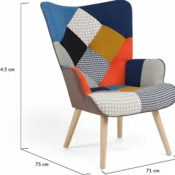 IDMarket Fauteuil scandinave multicolore et imprimé pied de poule* Collection Agencement Magasin|Collection Scandinave