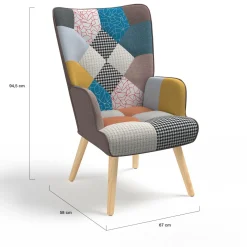 IDMarket Fauteuil scandinave multicolore avec repose pieds* Collection Scandinave|Salon Complet