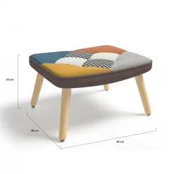 IDMarket Fauteuil scandinave multicolore avec repose pieds* Collection Scandinave|Salon Complet