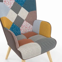 IDMarket Fauteuil scandinave multicolore avec repose pieds* Collection Scandinave|Salon Complet