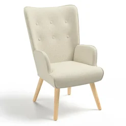 IDMarket Fauteuil scandinave tissu beige* Collection Scandinave|Fauteuils