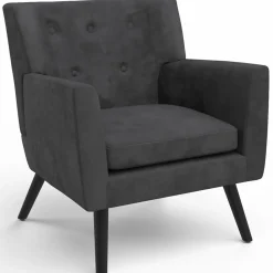 IDMarket Fauteuil scandinave velours gris anthracite* Fauteuils