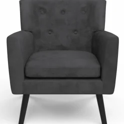 IDMarket Fauteuil scandinave velours gris anthracite* Fauteuils