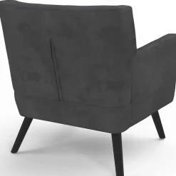 IDMarket Fauteuil scandinave velours gris anthracite* Fauteuils