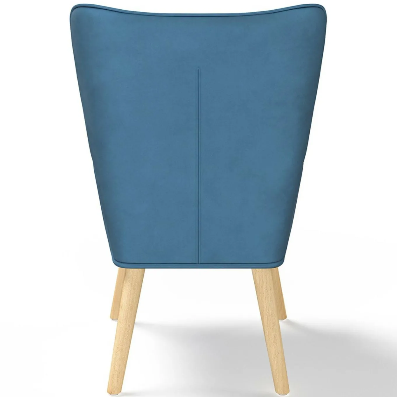 IDMarket Fauteuil scandinave velours bleu et patchwork avec repose pied* Collection Scandinave|Salon Complet