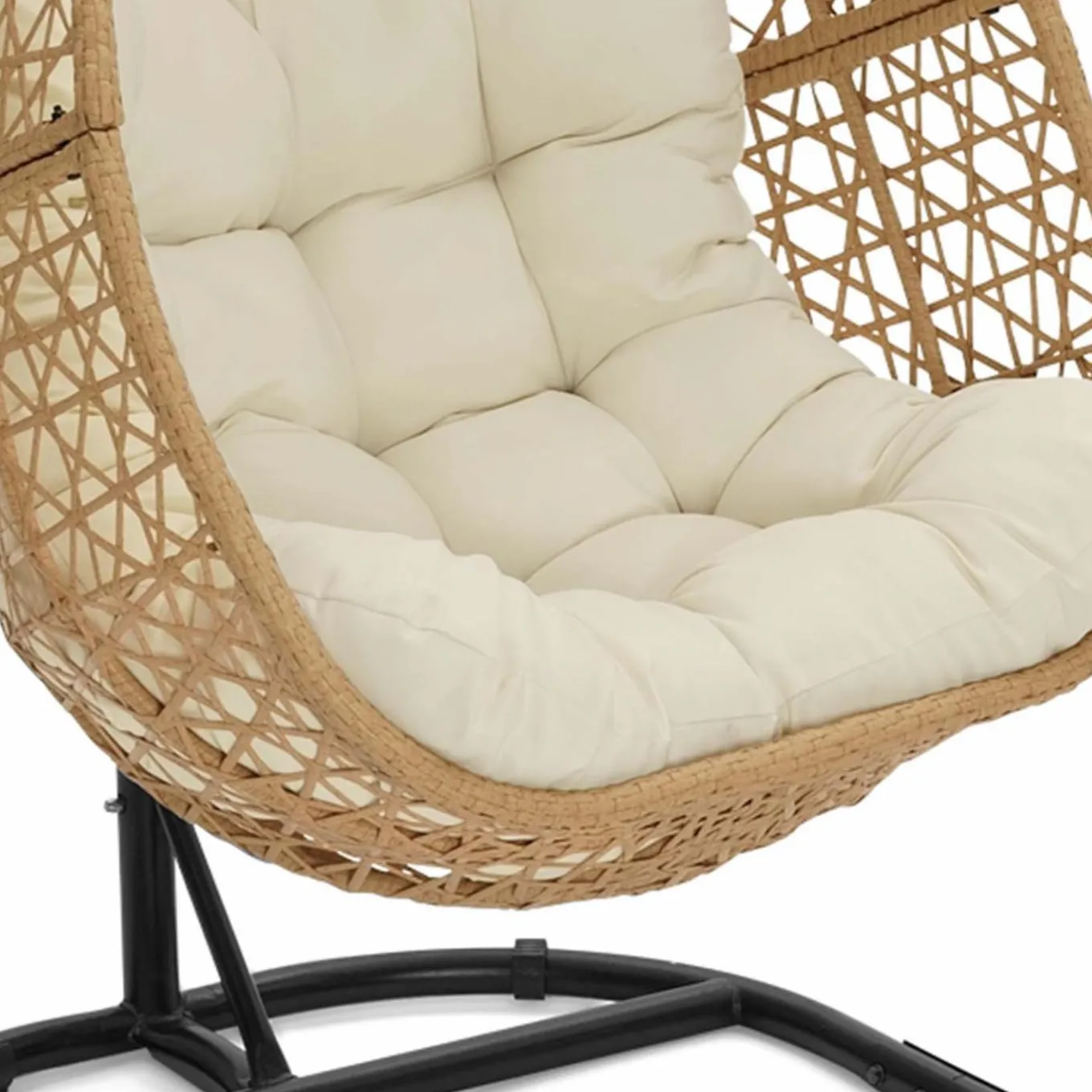 IDMarket Fauteuil suspendu effet rotin avec coussin écru* Fauteuils De Jardin