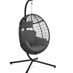 IDMarket Fauteuil œuf suspendu avec coussins gris* Fauteuils De Jardin