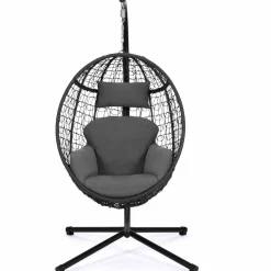 IDMarket Fauteuil œuf suspendu avec coussins gris* Fauteuils De Jardin