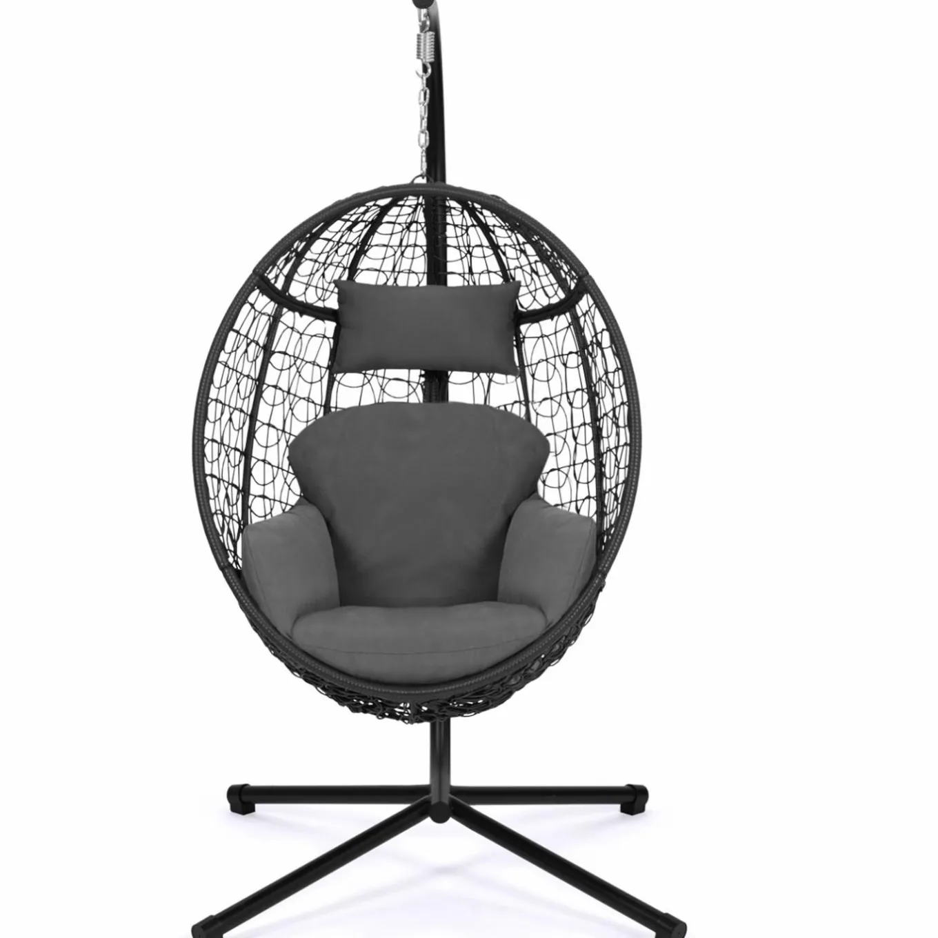 IDMarket Fauteuil œuf suspendu avec coussins gris* Fauteuils De Jardin