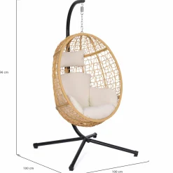 IDMarket Fauteuil œuf suspendu effet rotin avec coussins écru* Fauteuils De Jardin