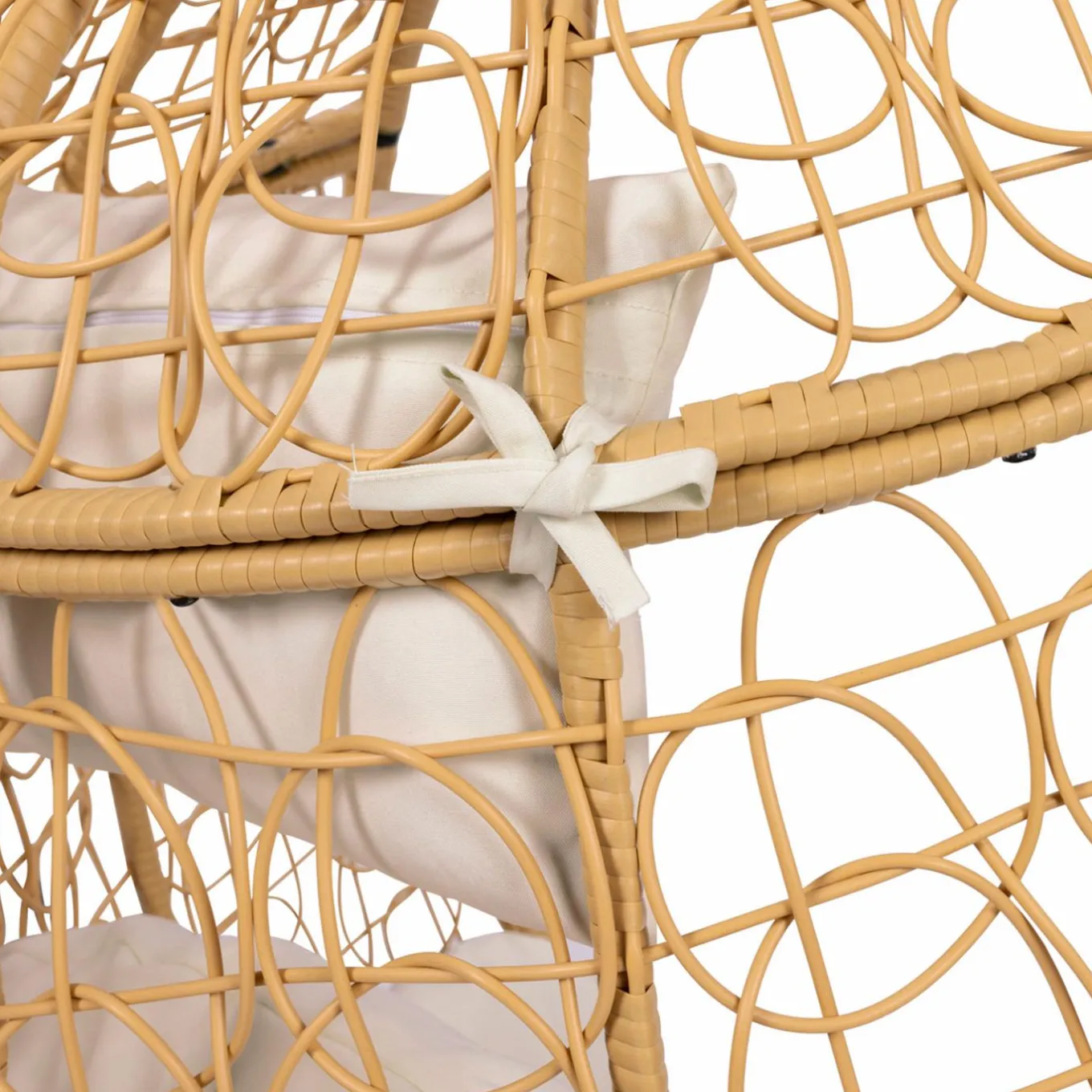 IDMarket Fauteuil œuf suspendu effet rotin avec coussins écru* Fauteuils De Jardin