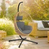 IDMarket Fauteuil œuf suspendu effet rotin avec coussins gris* Fauteuils De Jardin