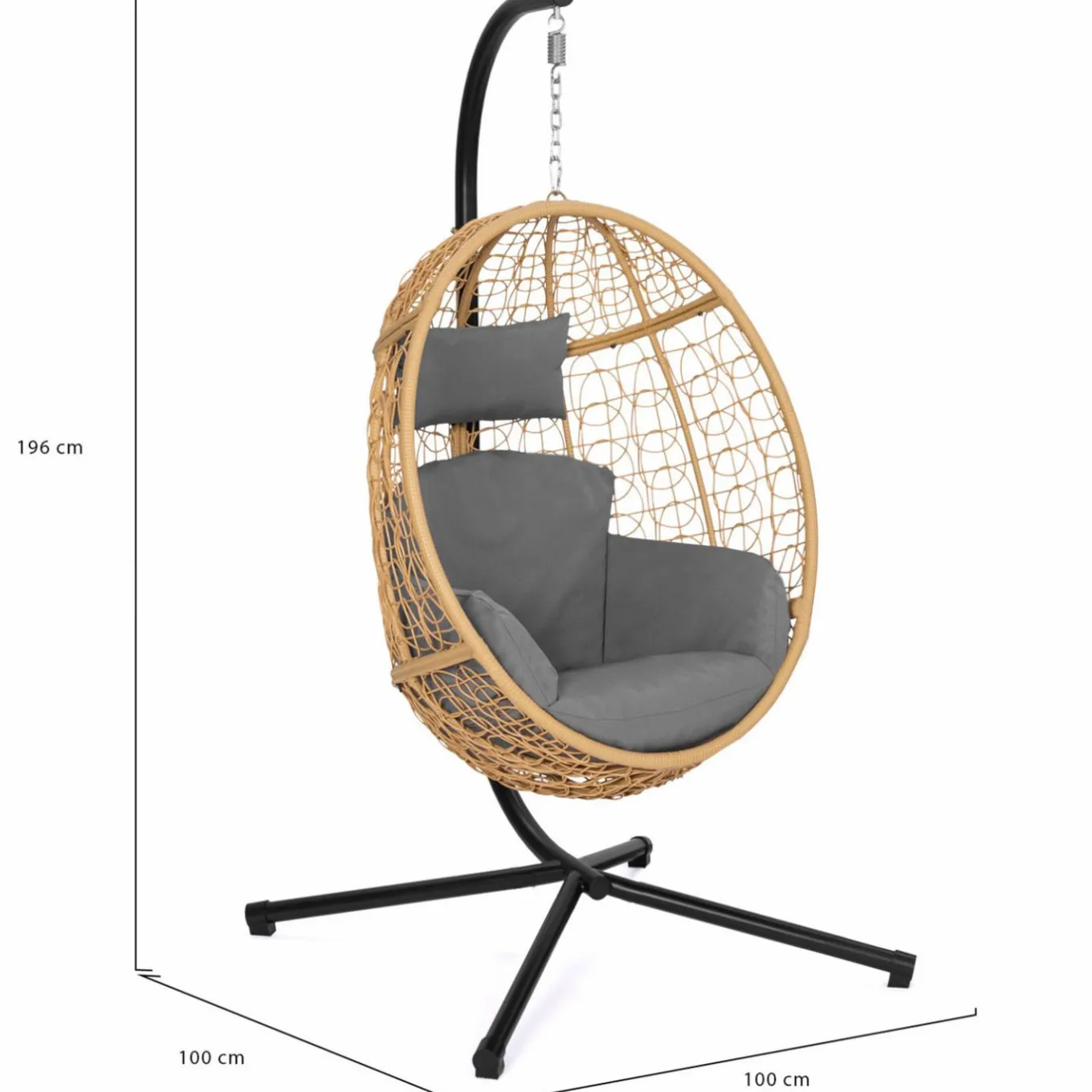 IDMarket Fauteuil œuf suspendu effet rotin avec coussins gris* Fauteuils De Jardin