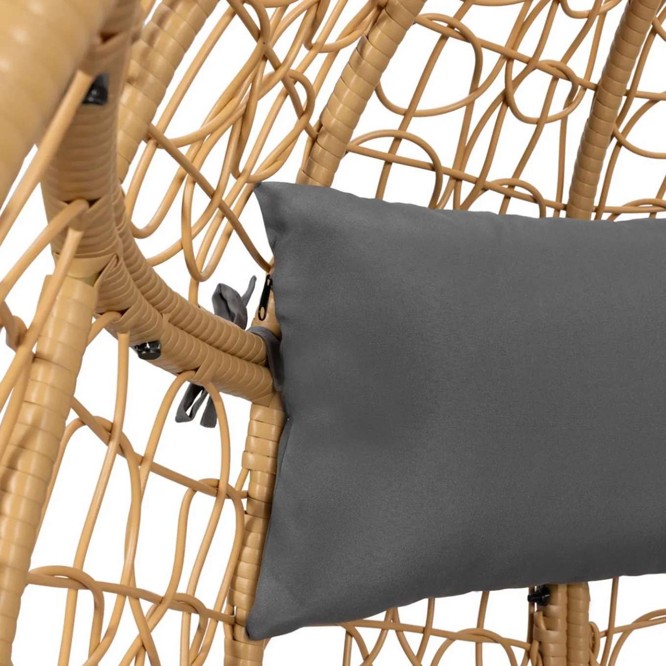 IDMarket Fauteuil œuf suspendu effet rotin avec coussins gris* Fauteuils De Jardin