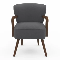 IDMarket Fauteuil vintage gris avec pieds en bois foncé* Fauteuils