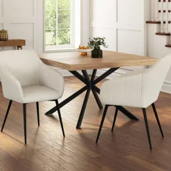 IDMarket Fauteuils de table en velours côtelé beige : lot de 2* Collection Design|Tables Et Chaises