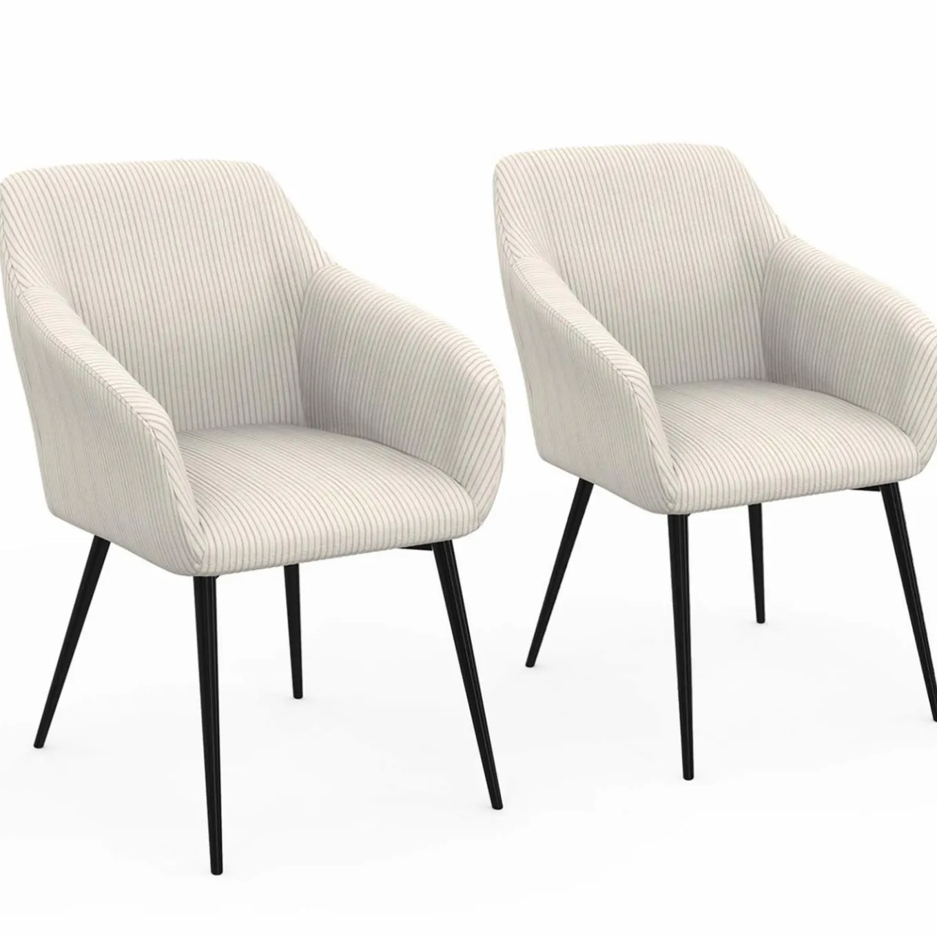 IDMarket Fauteuils de table en velours côtelé beige : lot de 2* Collection Design|Tables Et Chaises