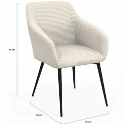 IDMarket Fauteuils de table en velours côtelé beige : lot de 2* Collection Design|Tables Et Chaises