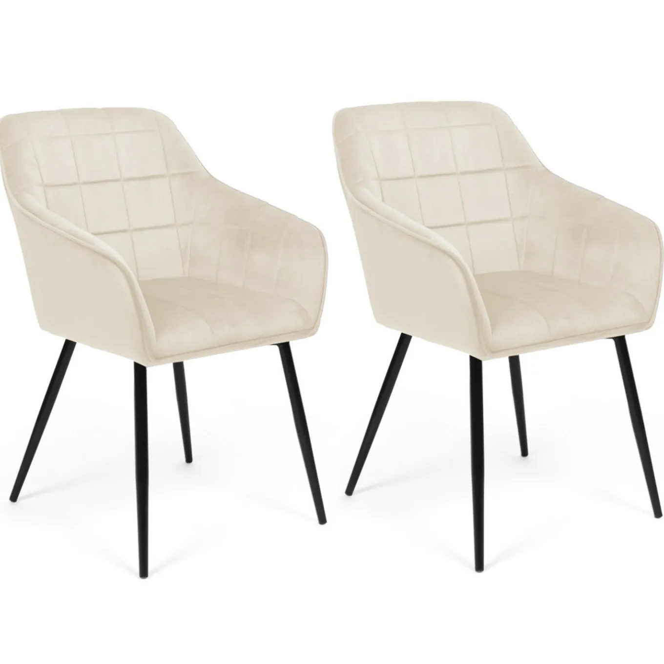 IDMarket Fauteuils de table en velours beige* Collection Vintage|Chaises