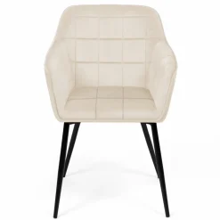 IDMarket Fauteuils de table en velours beige* Collection Vintage|Chaises