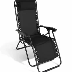 IDMarket Fauteuils RELAX grand confort noir* Fauteuils De Jardin