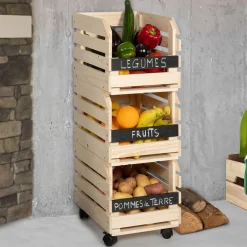 IDMarket Garde-manger empilable en bois à roulettes* Meubles Bas|Garde-Manger