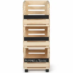 IDMarket Garde-manger empilable en bois à roulettes* Meubles Bas|Garde-Manger