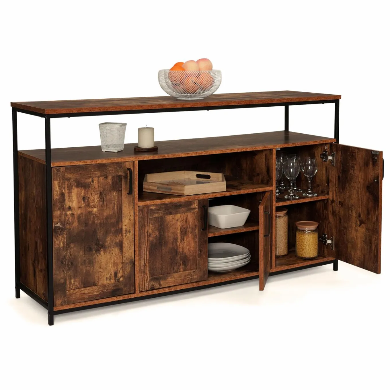 IDMarket Grand buffet industriel effet bois vieilli* Collection Vintage|Buffets