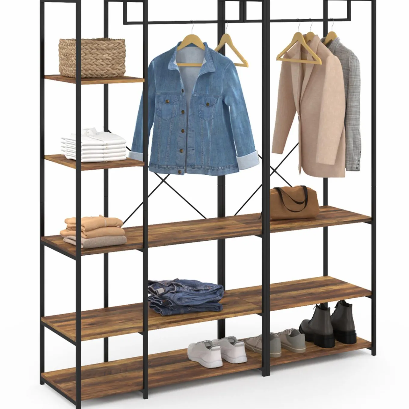 IDMarket Grand dressing modulable style industriel* Meubles Hauts|Meubles En Bois